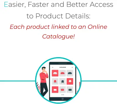 Easier, Faster and Better Access to Product Details:  Each product linked to an Online Catalogue!